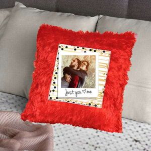 customized red fur cushion